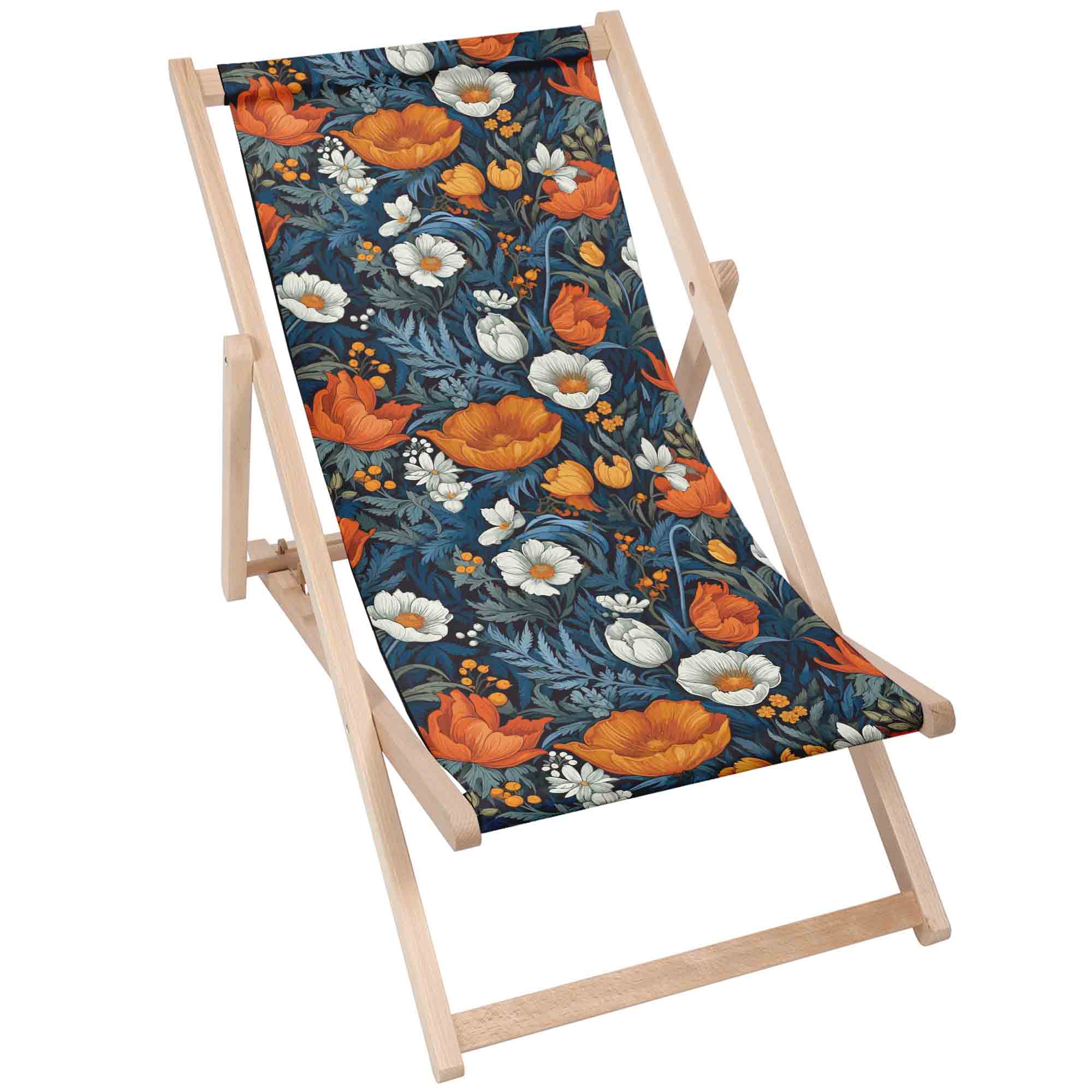 Wooden Deck Chair Flower Bombs-M