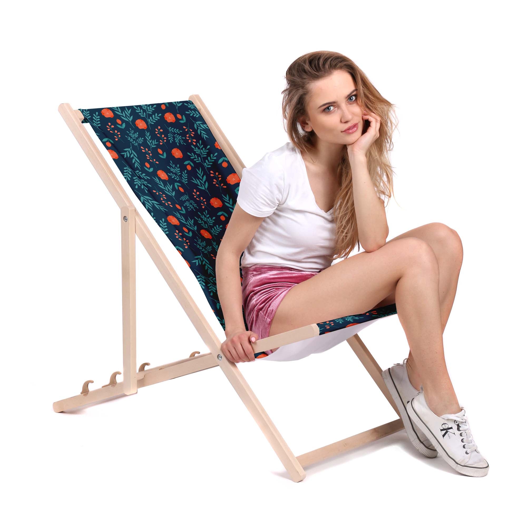 Wooden Deck Chair Poppy Meadow-M