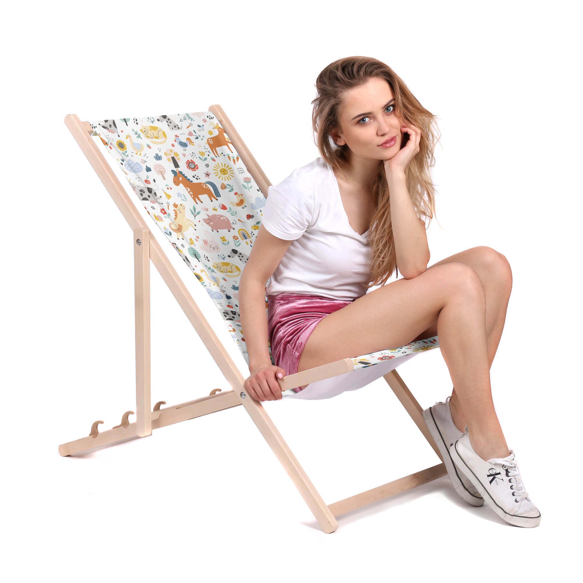Wooden Deck Chair Friendly Animals-M