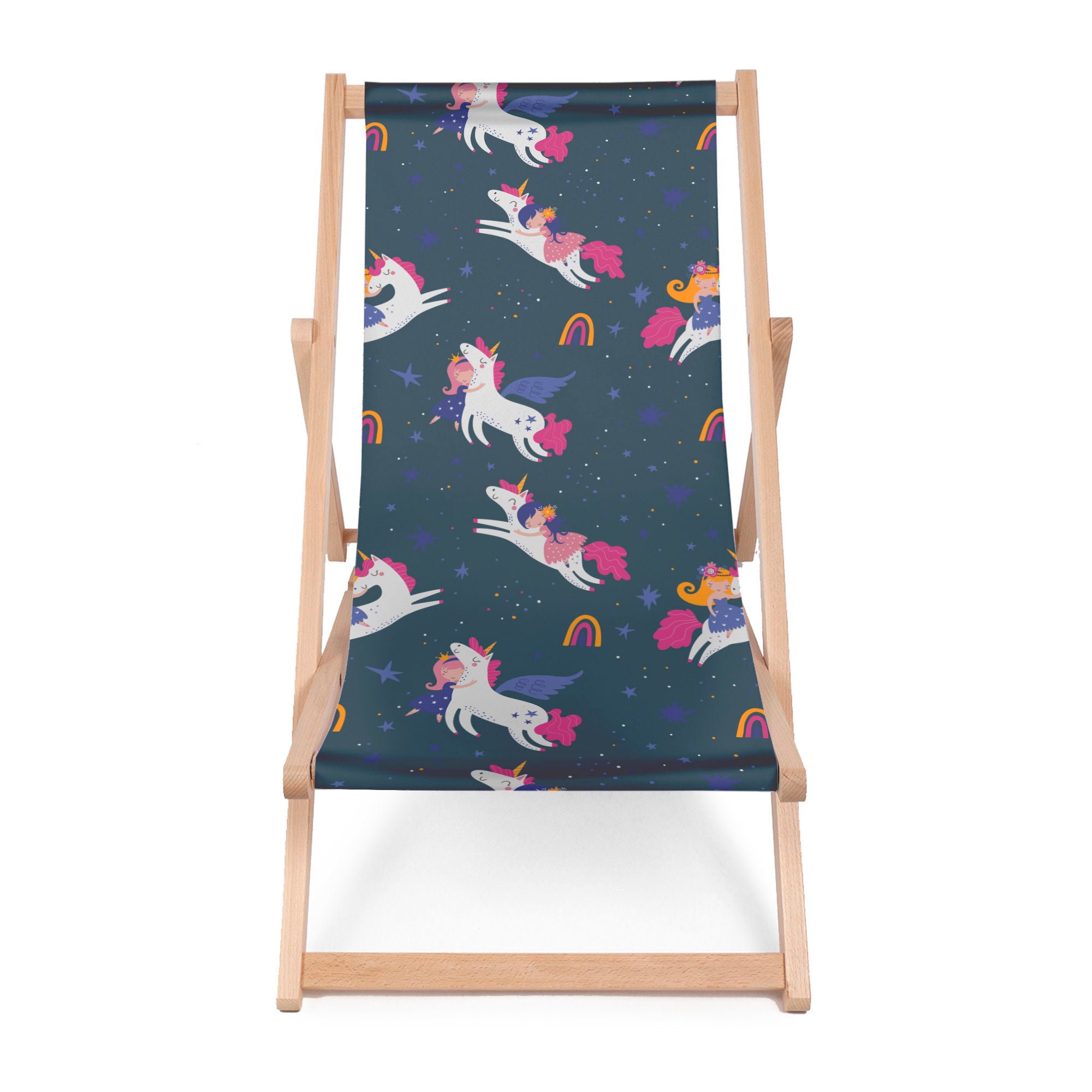Wooden Deck Chair Unicorns in the Sky-M