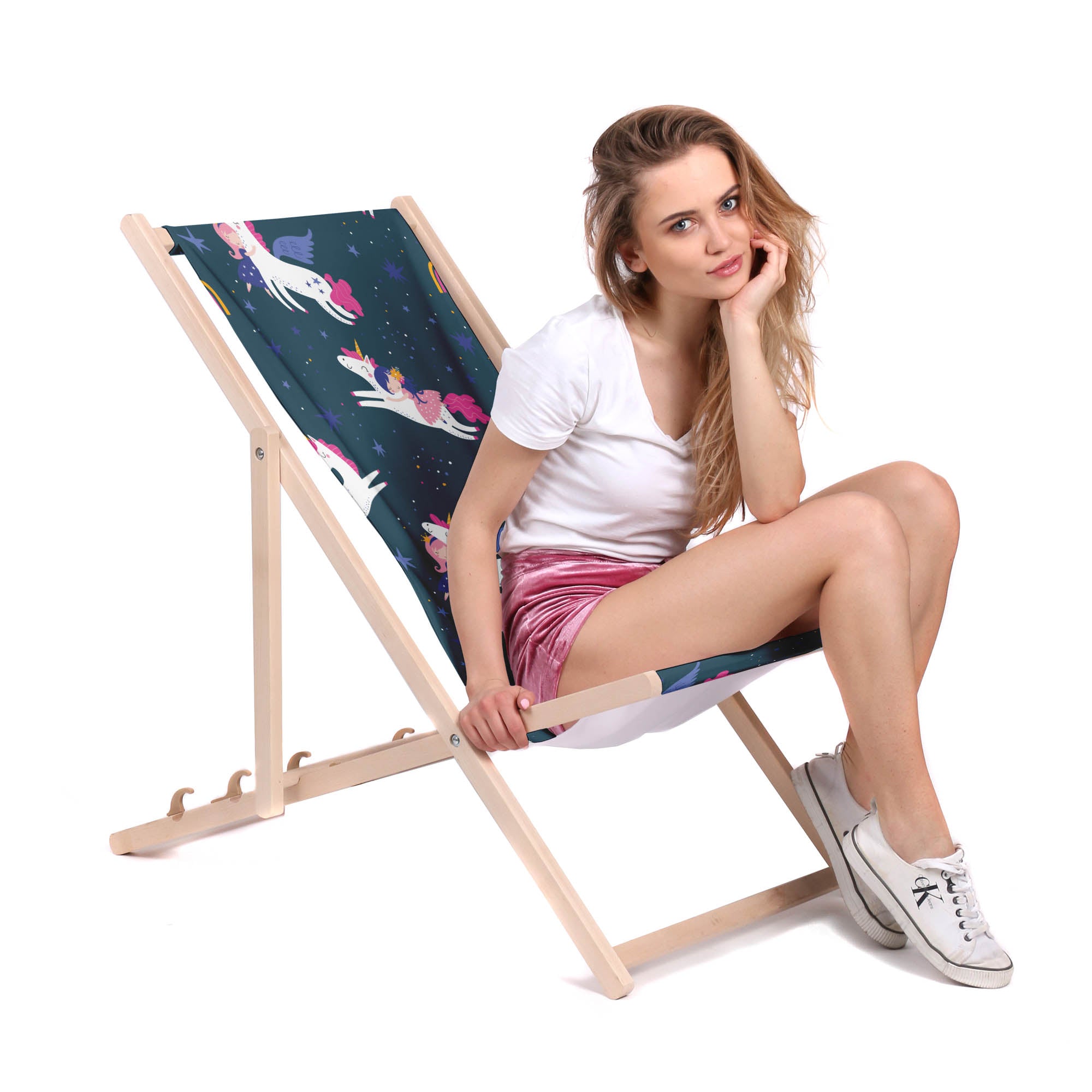Wooden Deck Chair Unicorns in the Sky-M