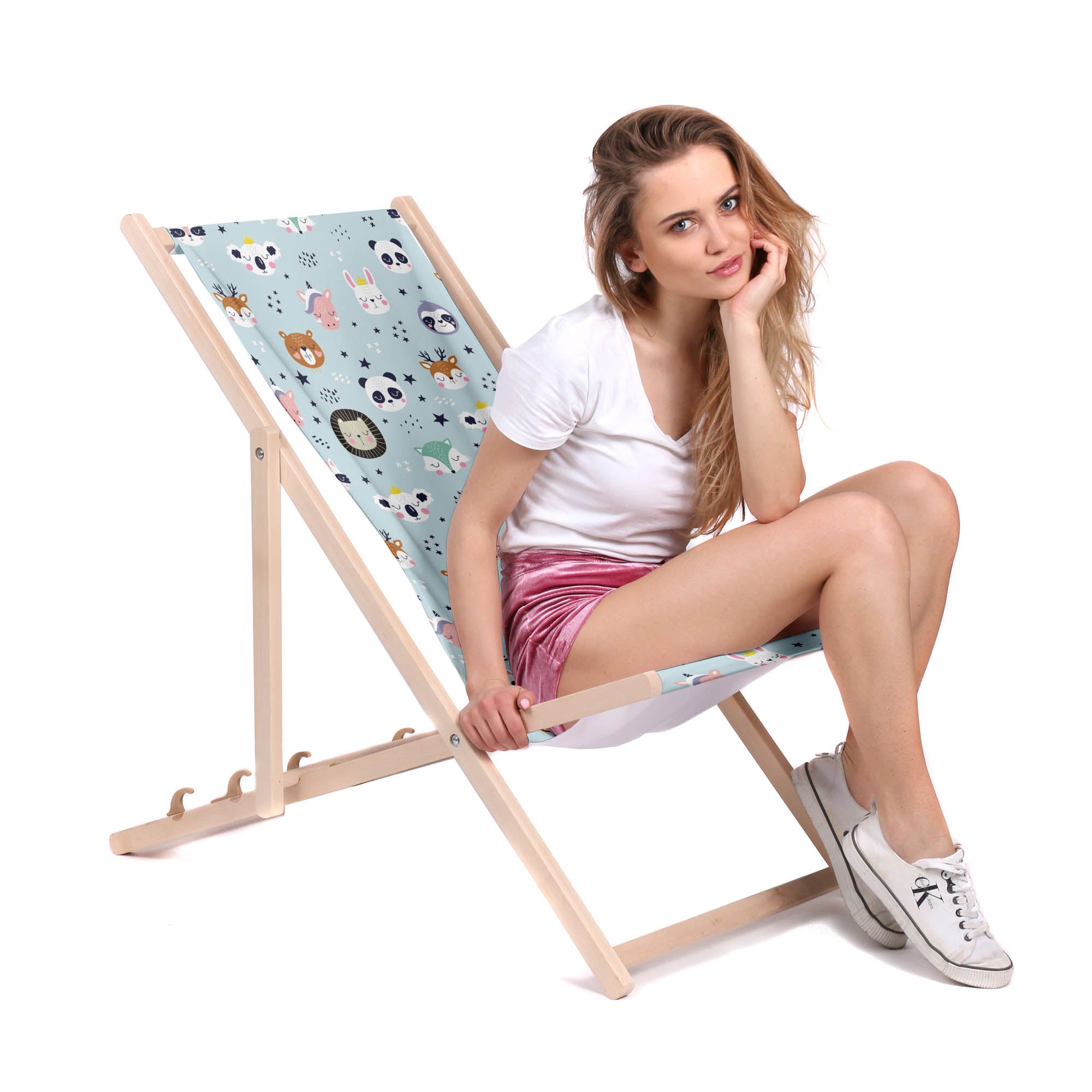 Wooden Deck Chair Animal Faces-M