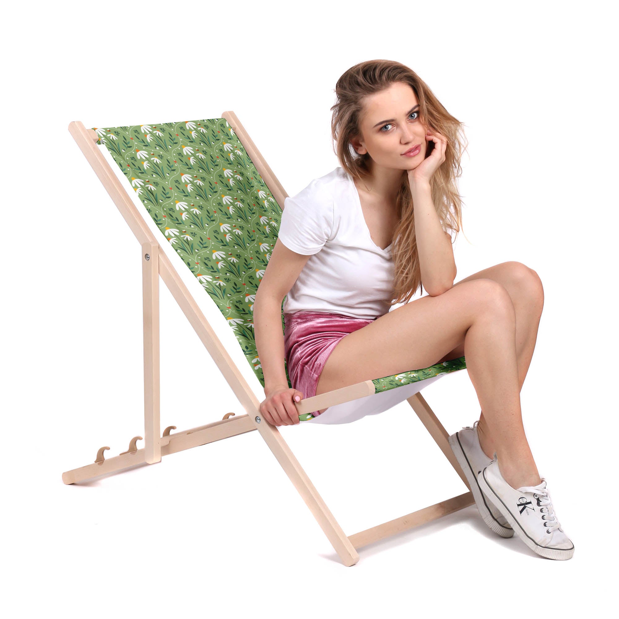 Wooden Deck Chair Ornament Chamomile-M