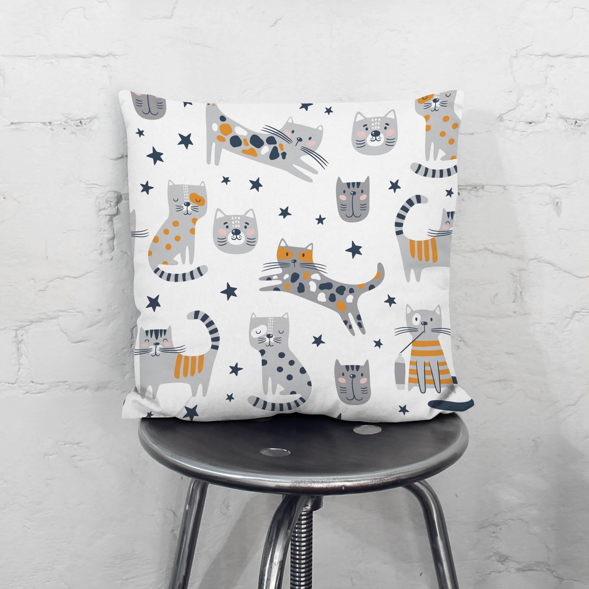 Cartoon Funny Cats Pillow-Velvet