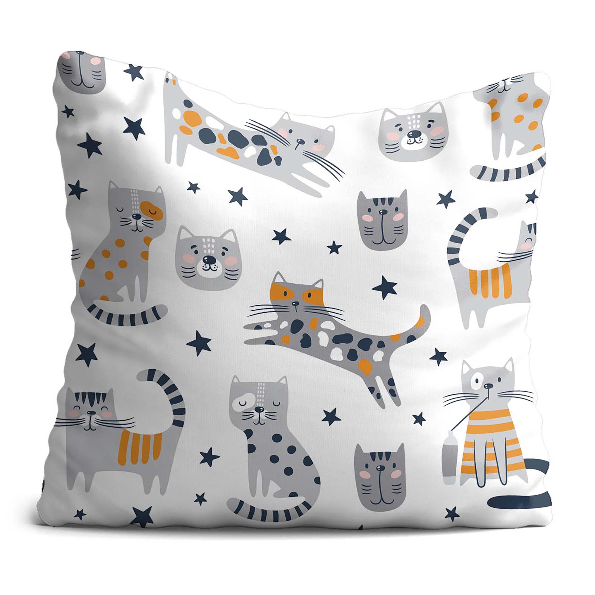 Cartoon Funny Cats Pillow-Panama
