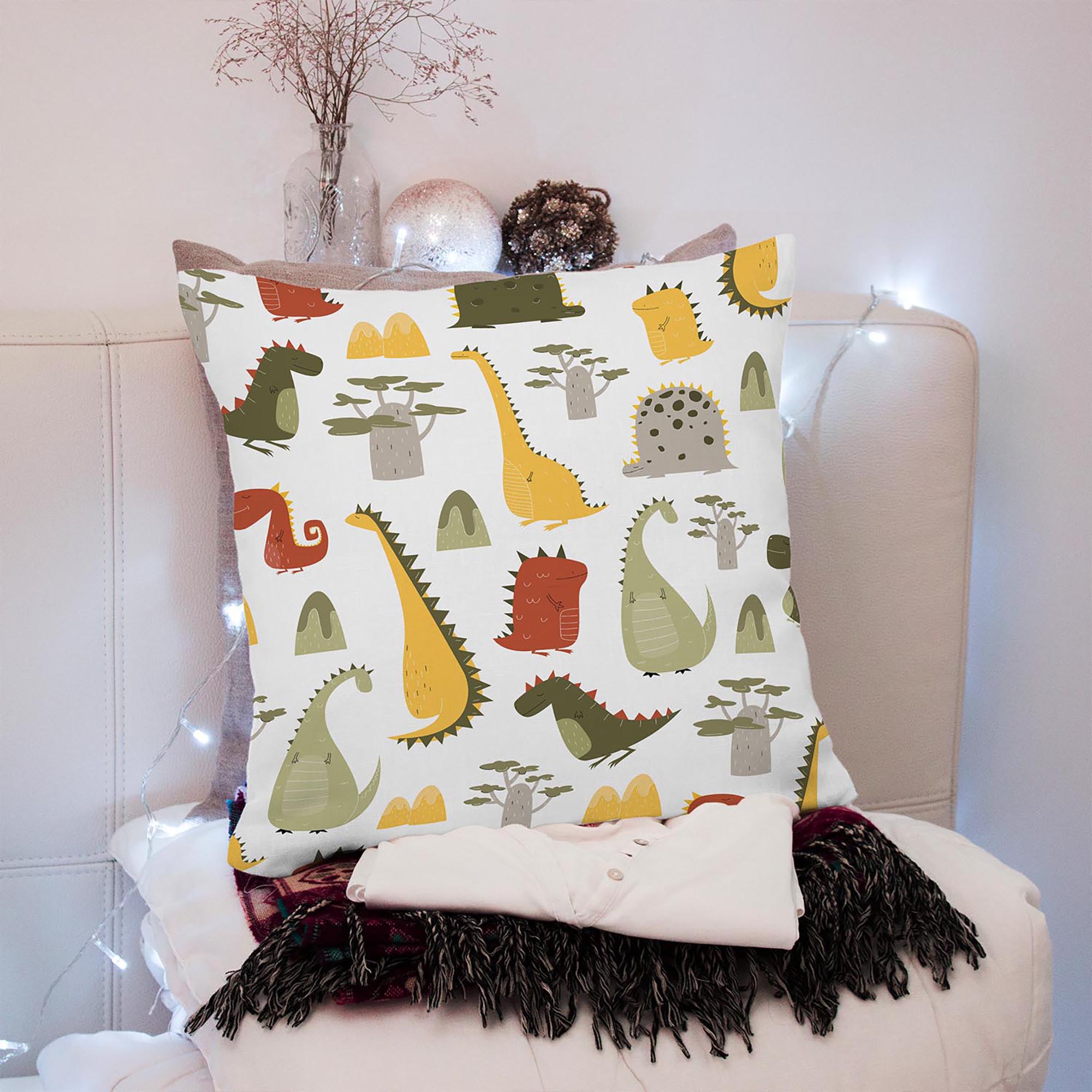 Cartoon Style Dinosaur Pillow-Oxford