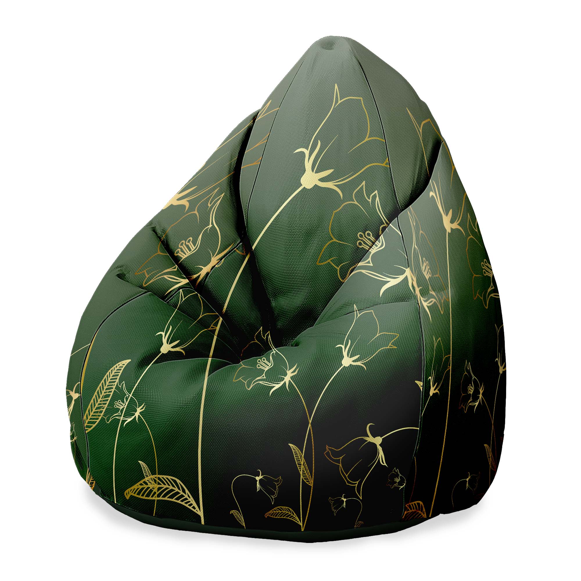 Pearshape Pouf Engraving Botanical Pattern-Velvet