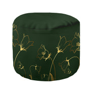 Round Pouf Footstool Engraving Botanical Pattern