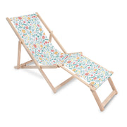 Wooden Deck Chair with Footrest Floral Adventure