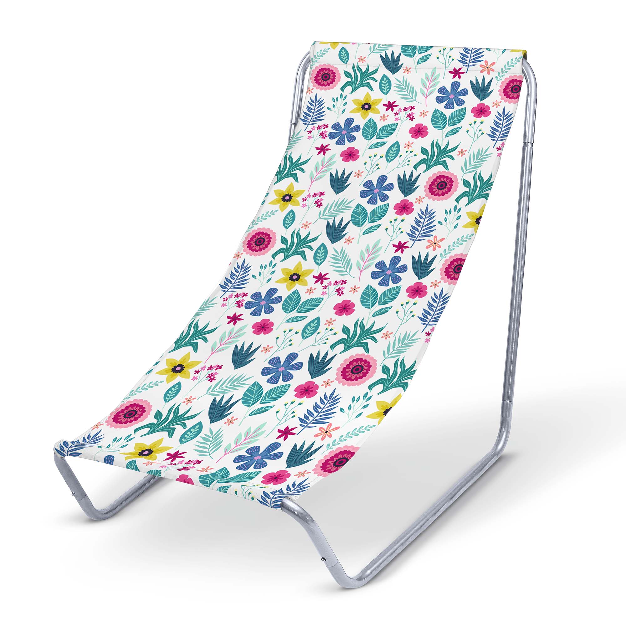 Metal Deck Chair Floral Elegance