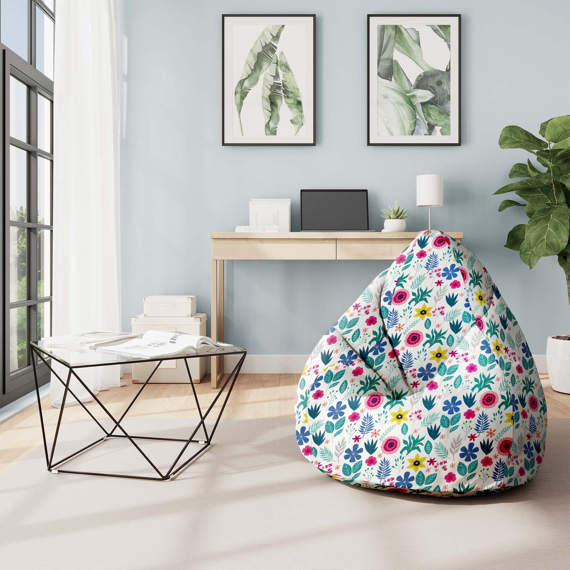 Pearshape Pouf Floral Elegance -M-Oxford