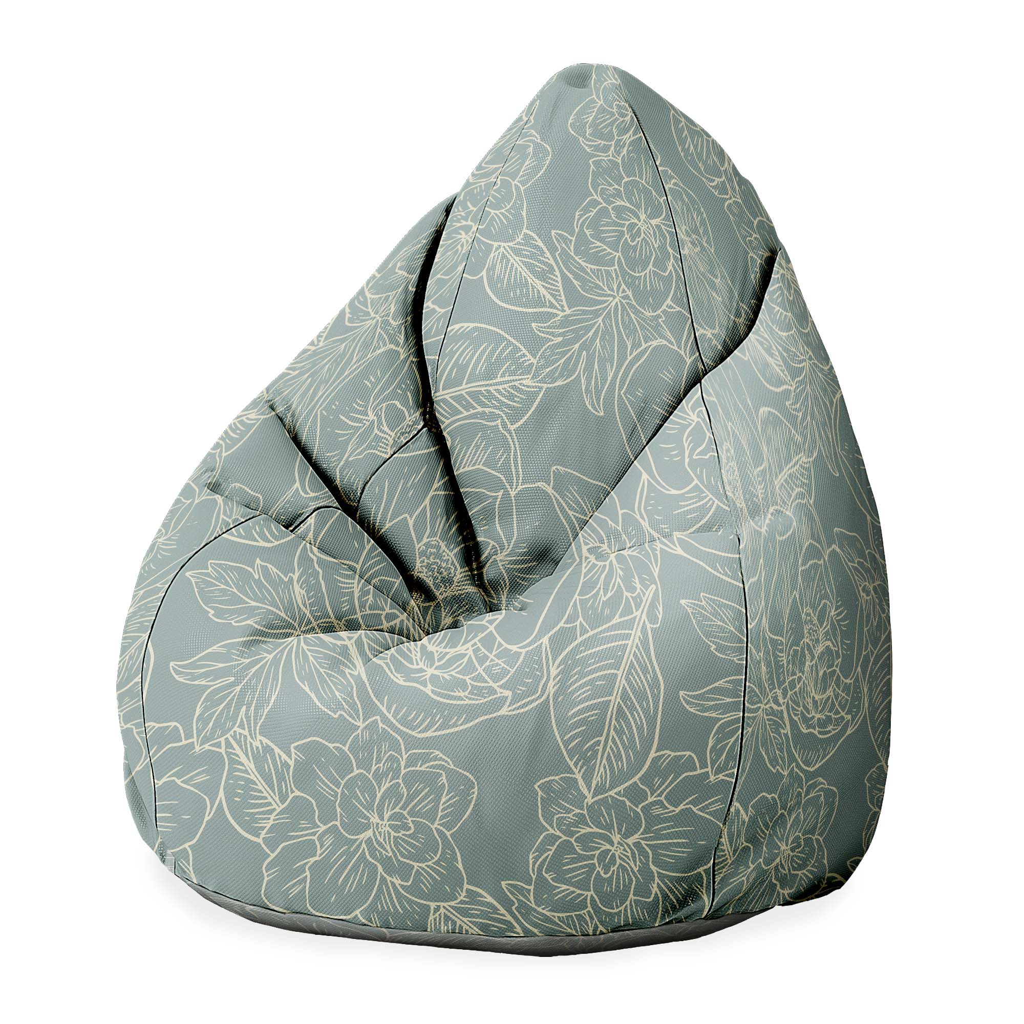 Pearshape Pouf Floral Elegant Leaves-Oxford