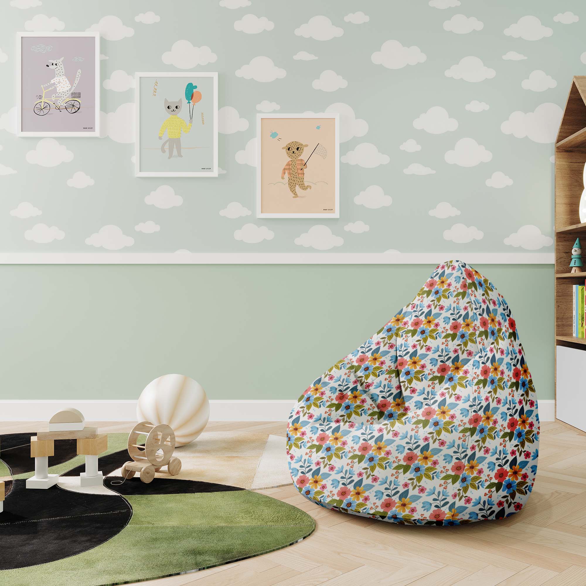 Puf Pearshape Floral Fantasy-M-Oxford