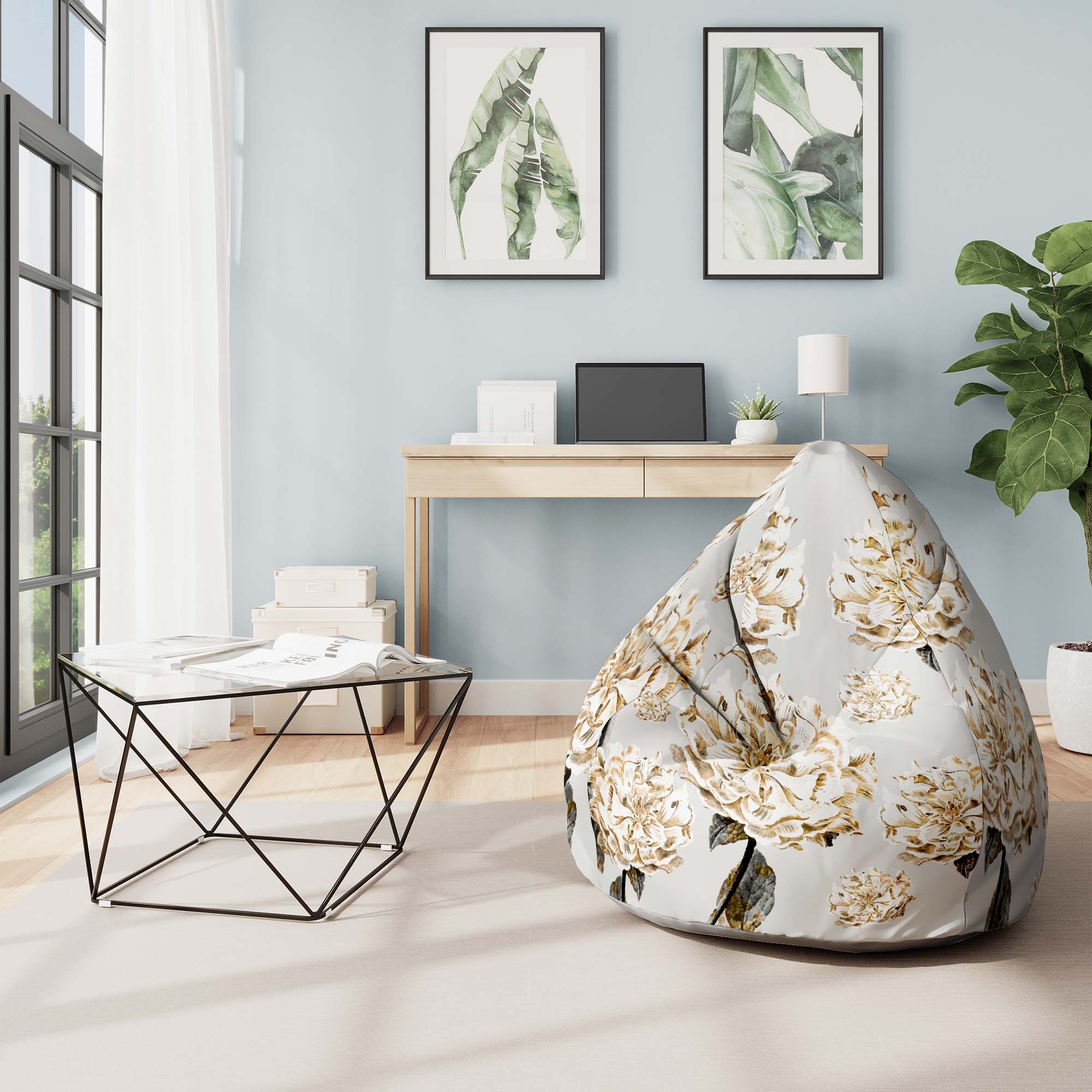 Pearshape Pouf Floral Peony