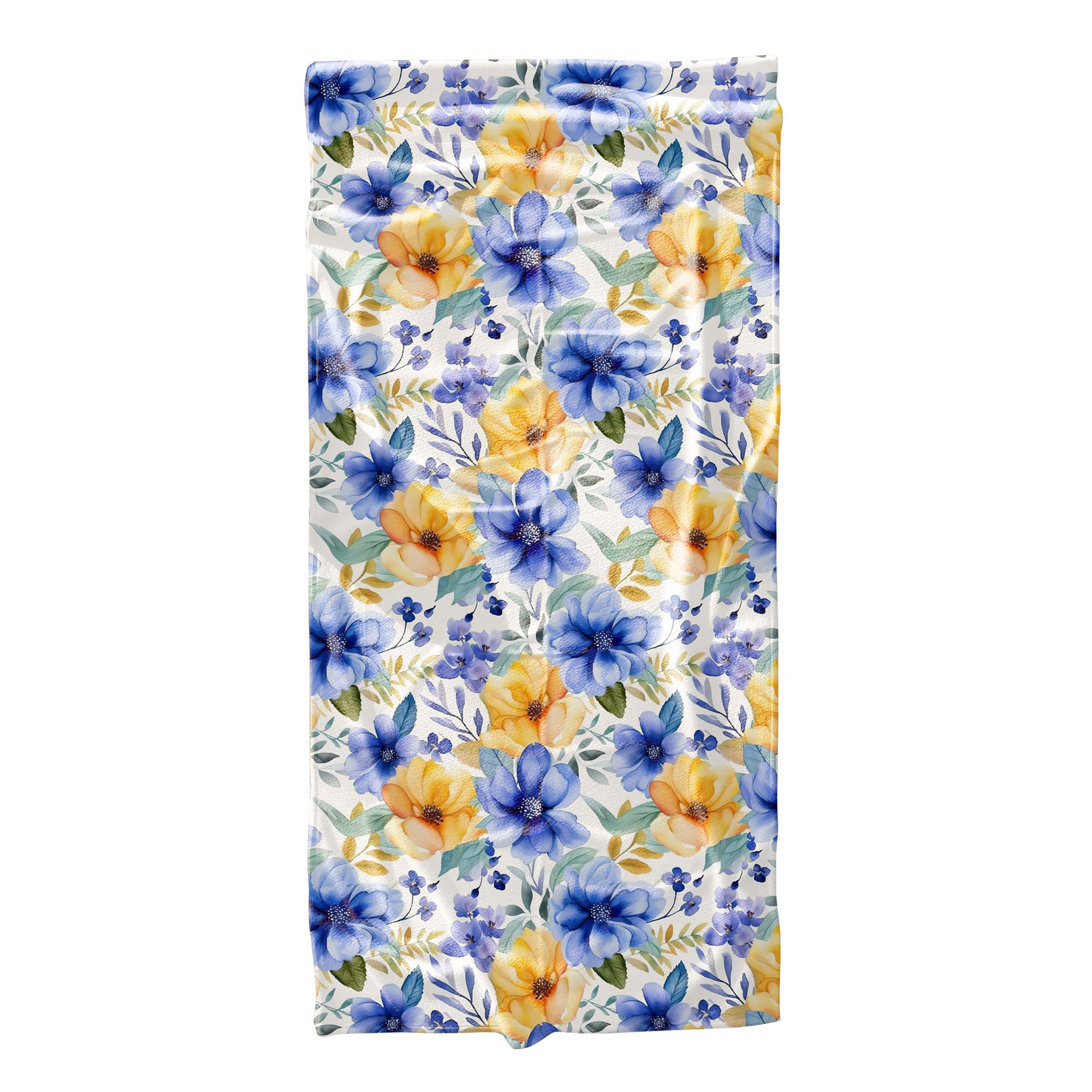 Yellow and Blue Flowers Towel