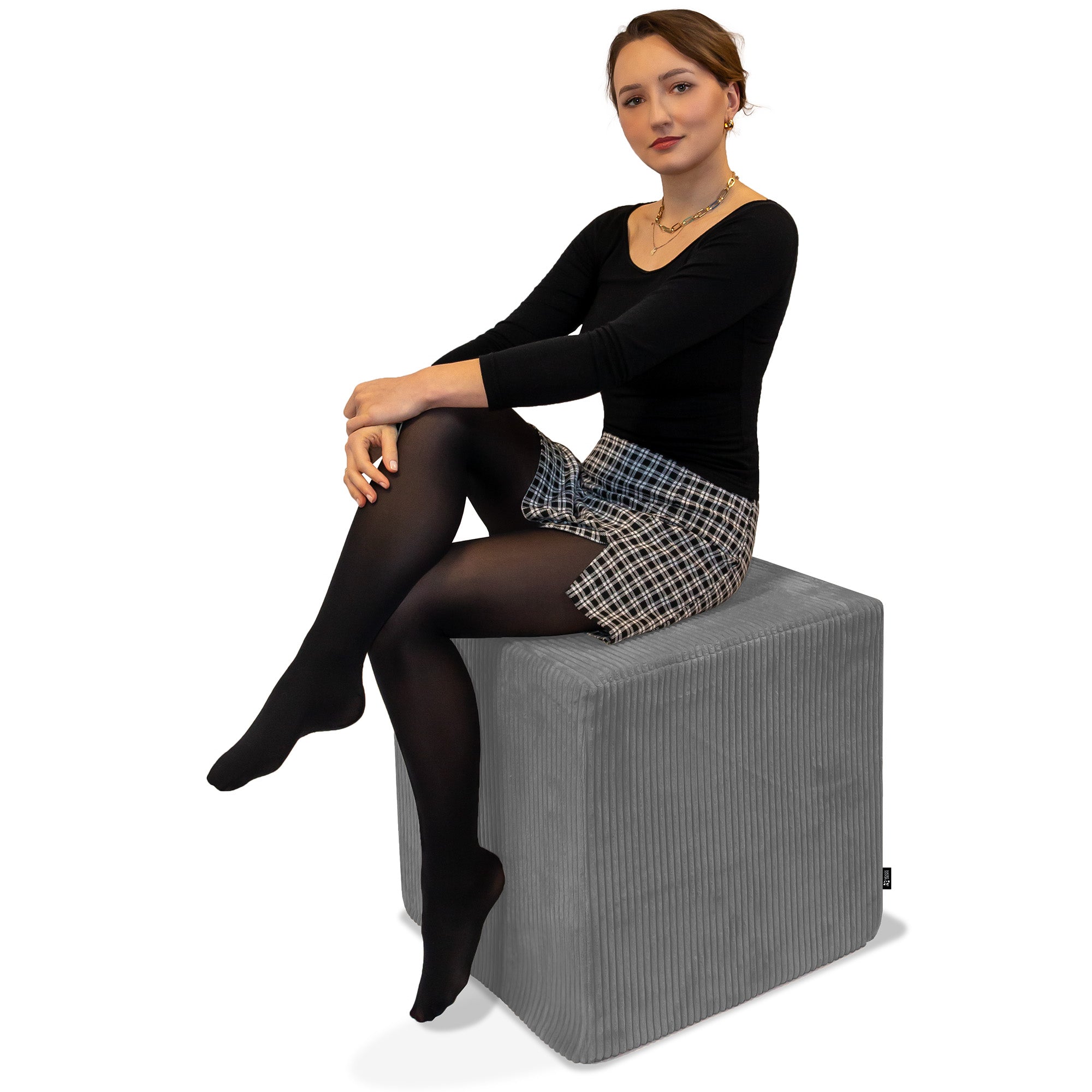 Qubik Frost Gray Pouf-40x40 cm