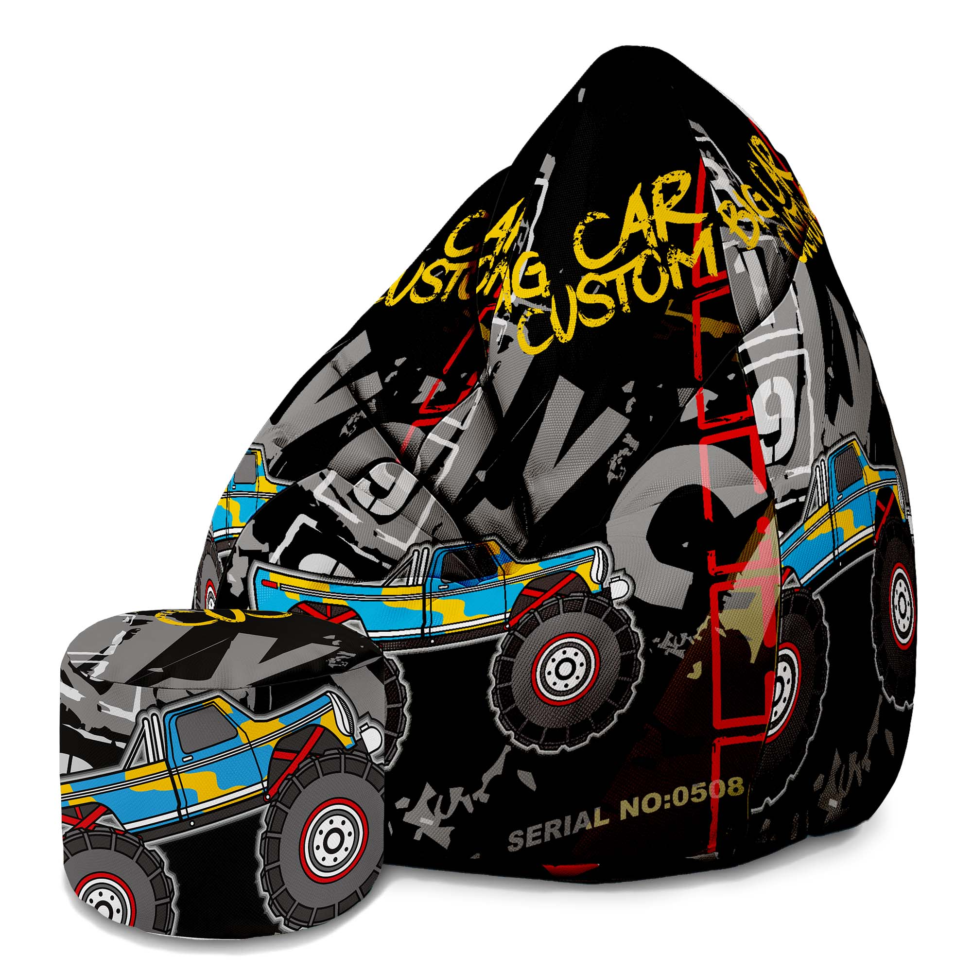 Puf Pearshape z podnóżkiem Army Car