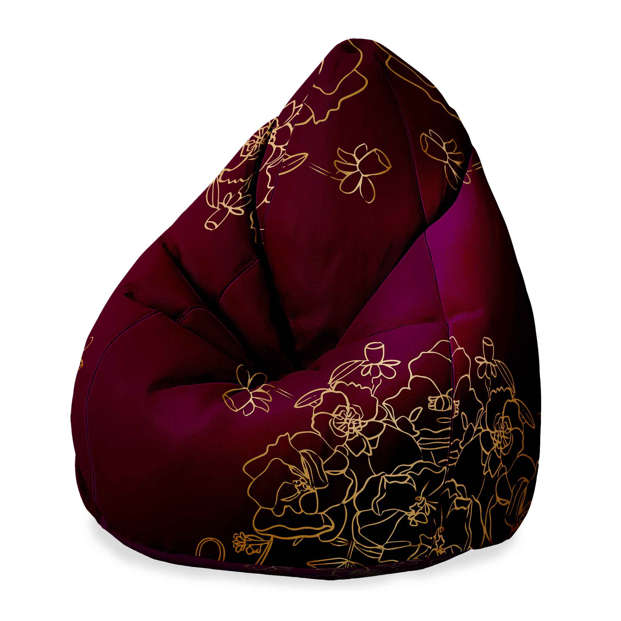 Puf Pearshape Gold Roses-S-Velvet