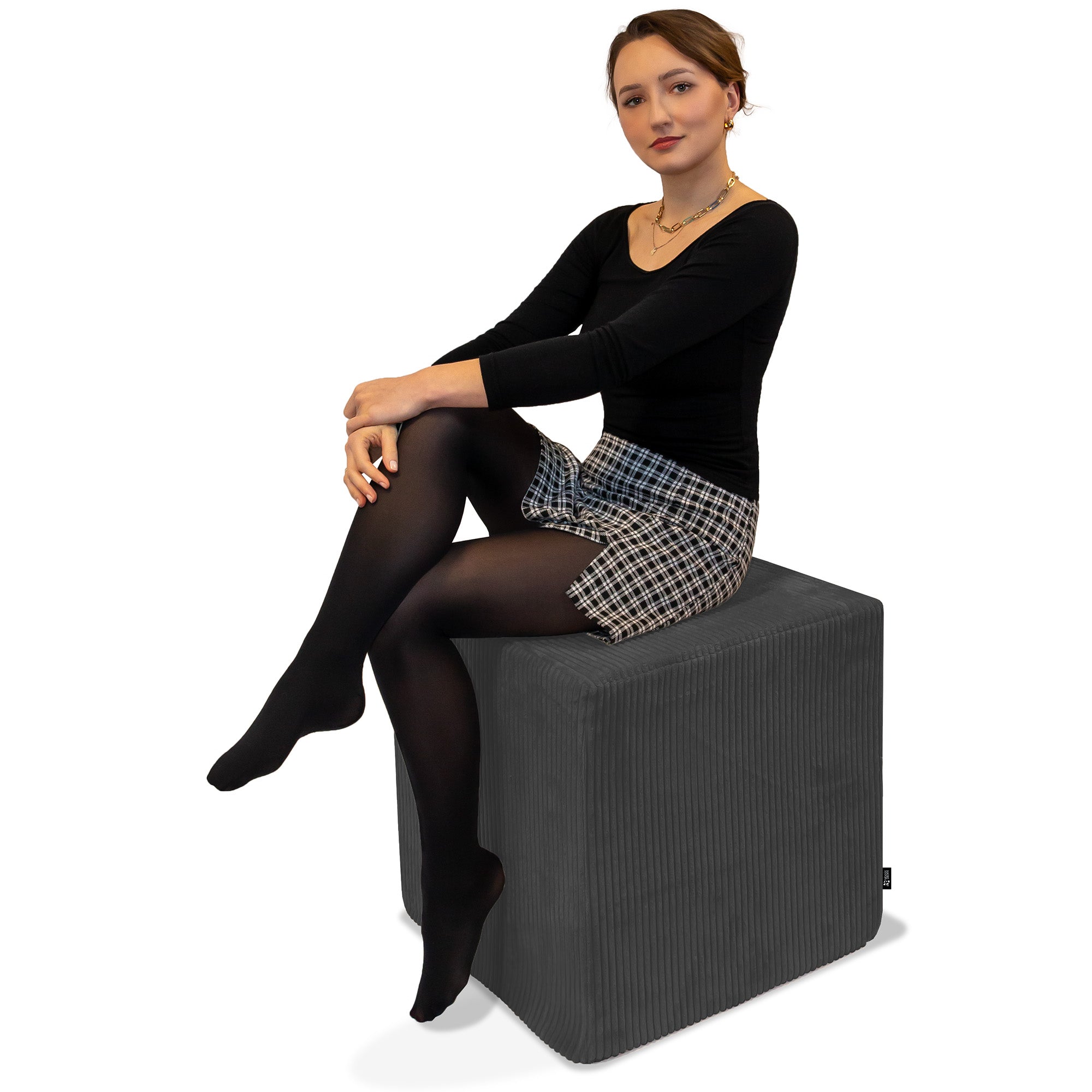 Qubik Granite Gray Pouf-40x40 cm