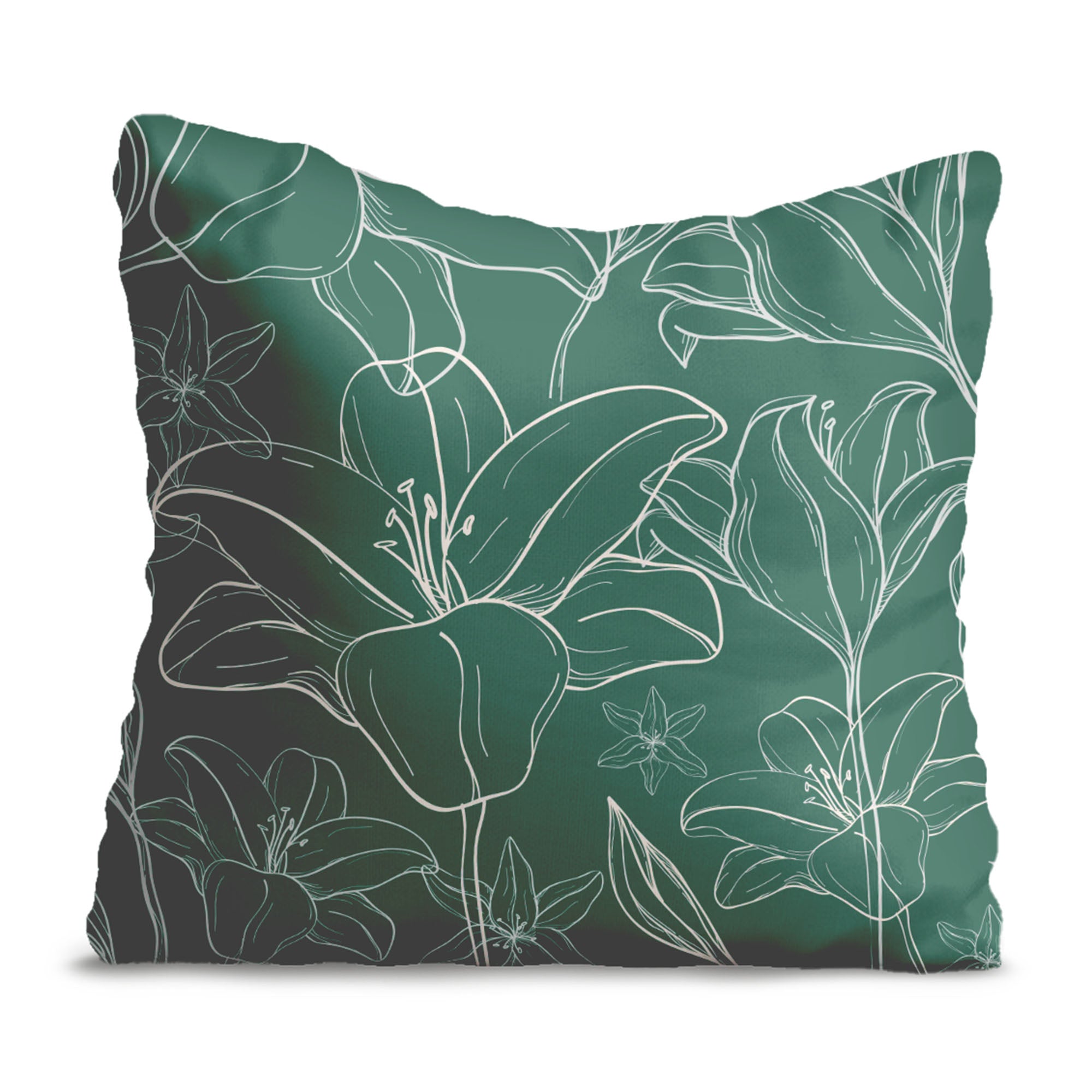 Green Flowers-Velvet Pillow
