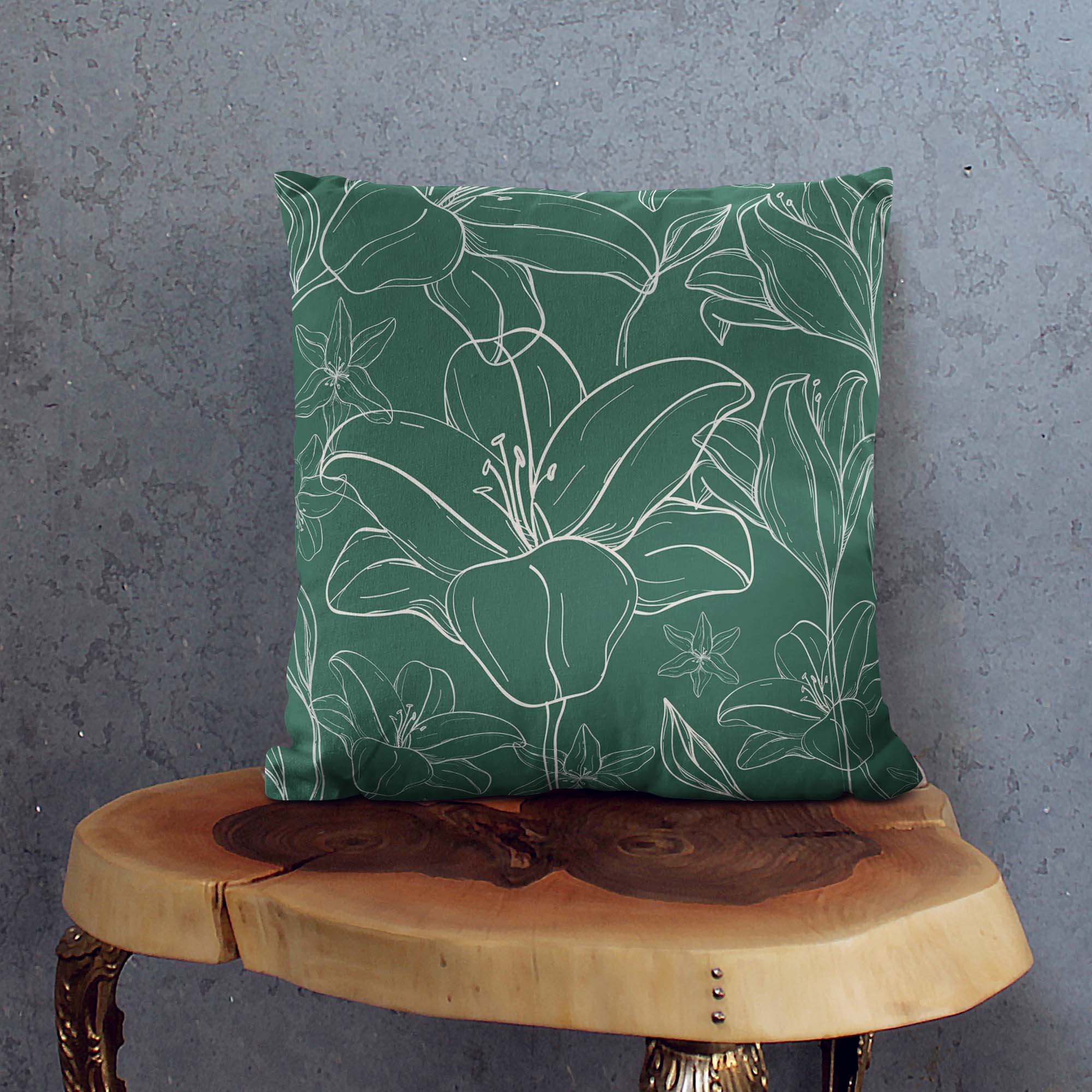 Green Flowers Pillow