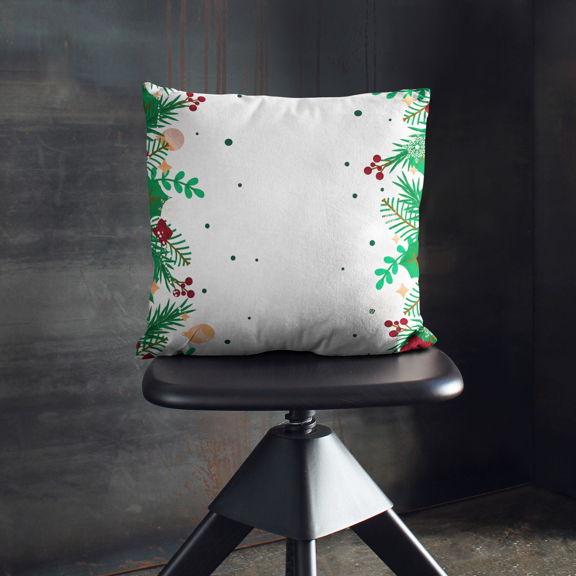 Green Mistletoe Pillow-Velvet