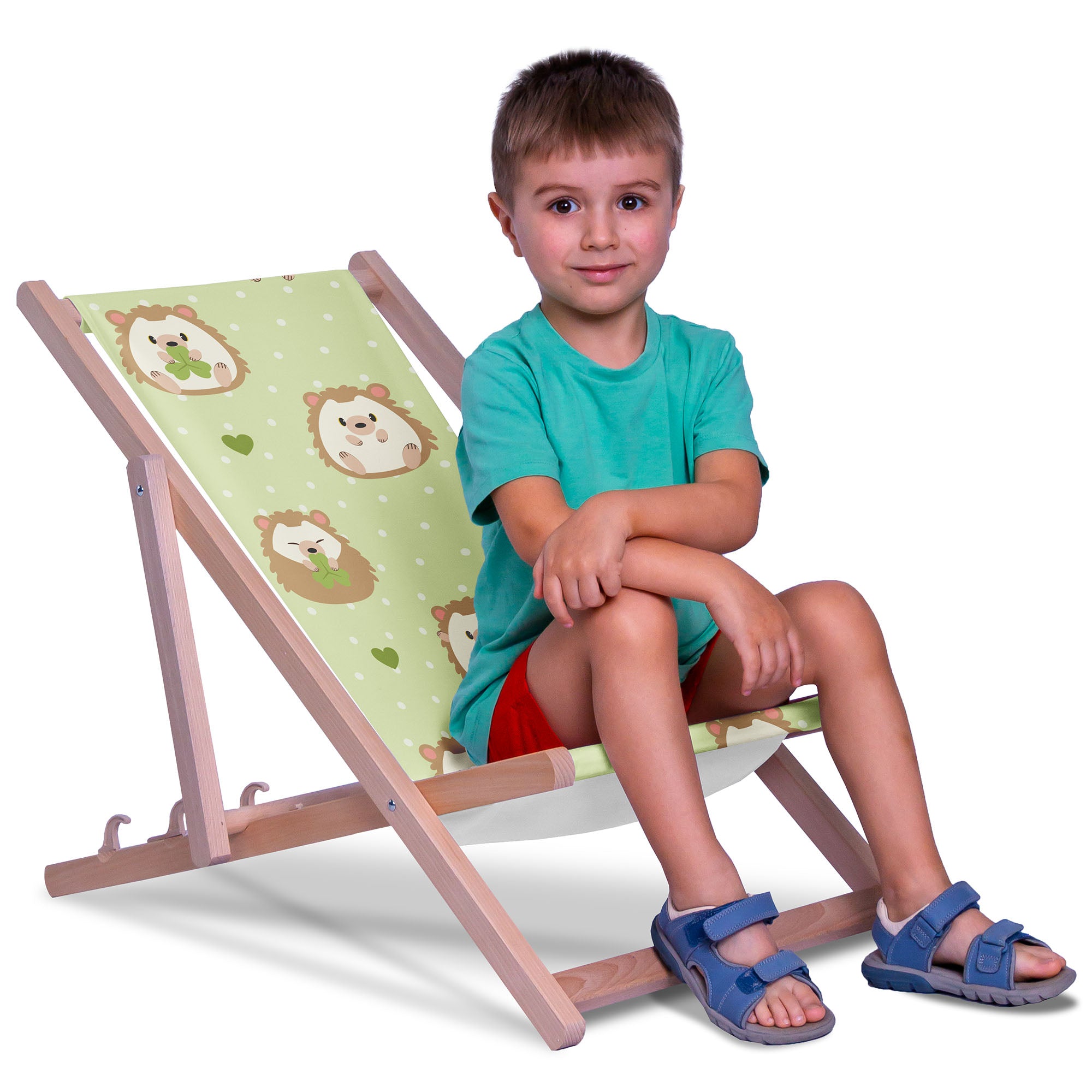 Wooden Deck Chair Hedgehog And Grass