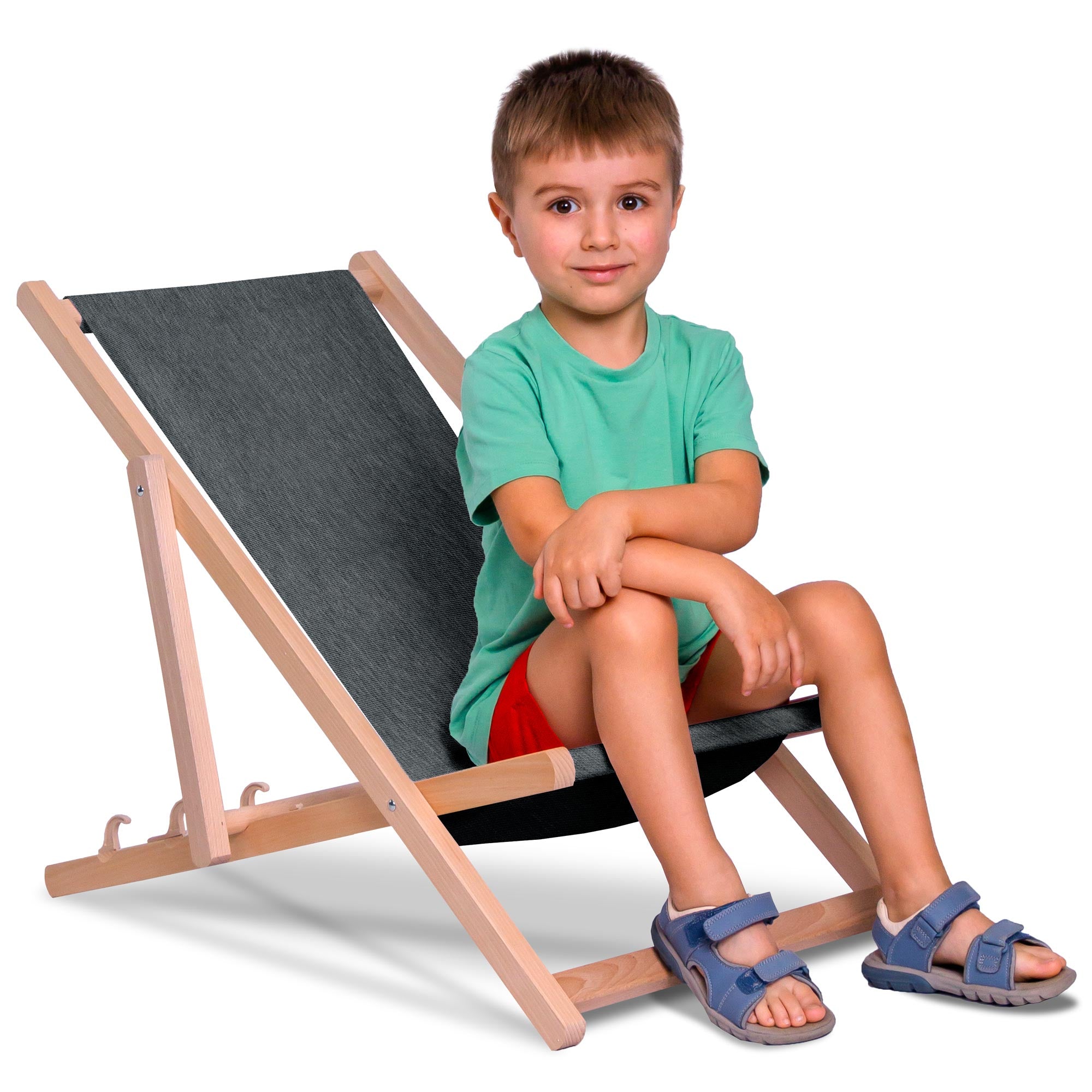 Denim Imitation Wooden Deck Chair Iron Slate-S