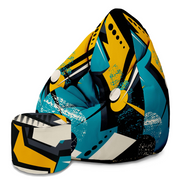 Pearshape Pouf with Footrest Abstract Yellow-Oxford