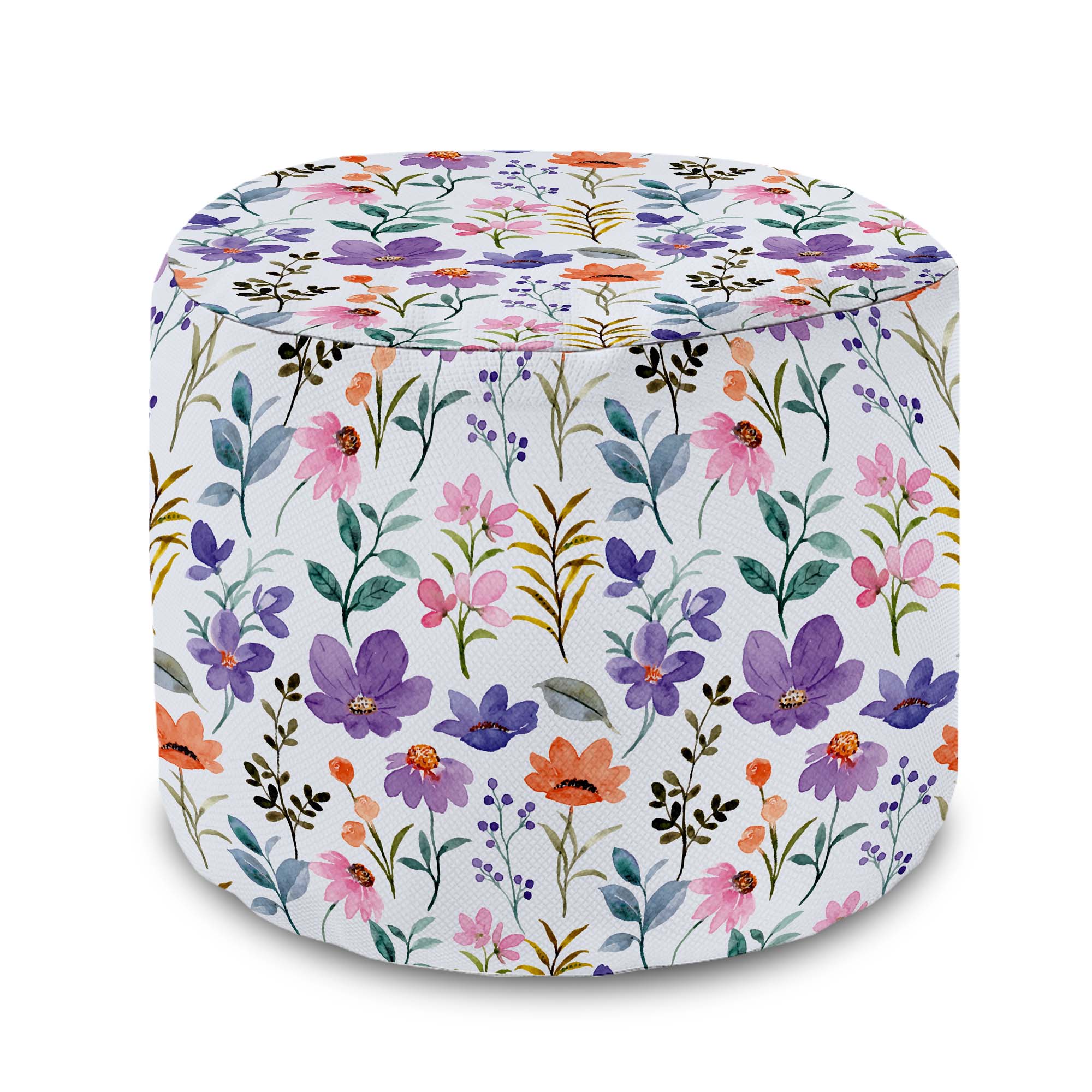 Round Pouf Footstool Land of Flowers-Oxford