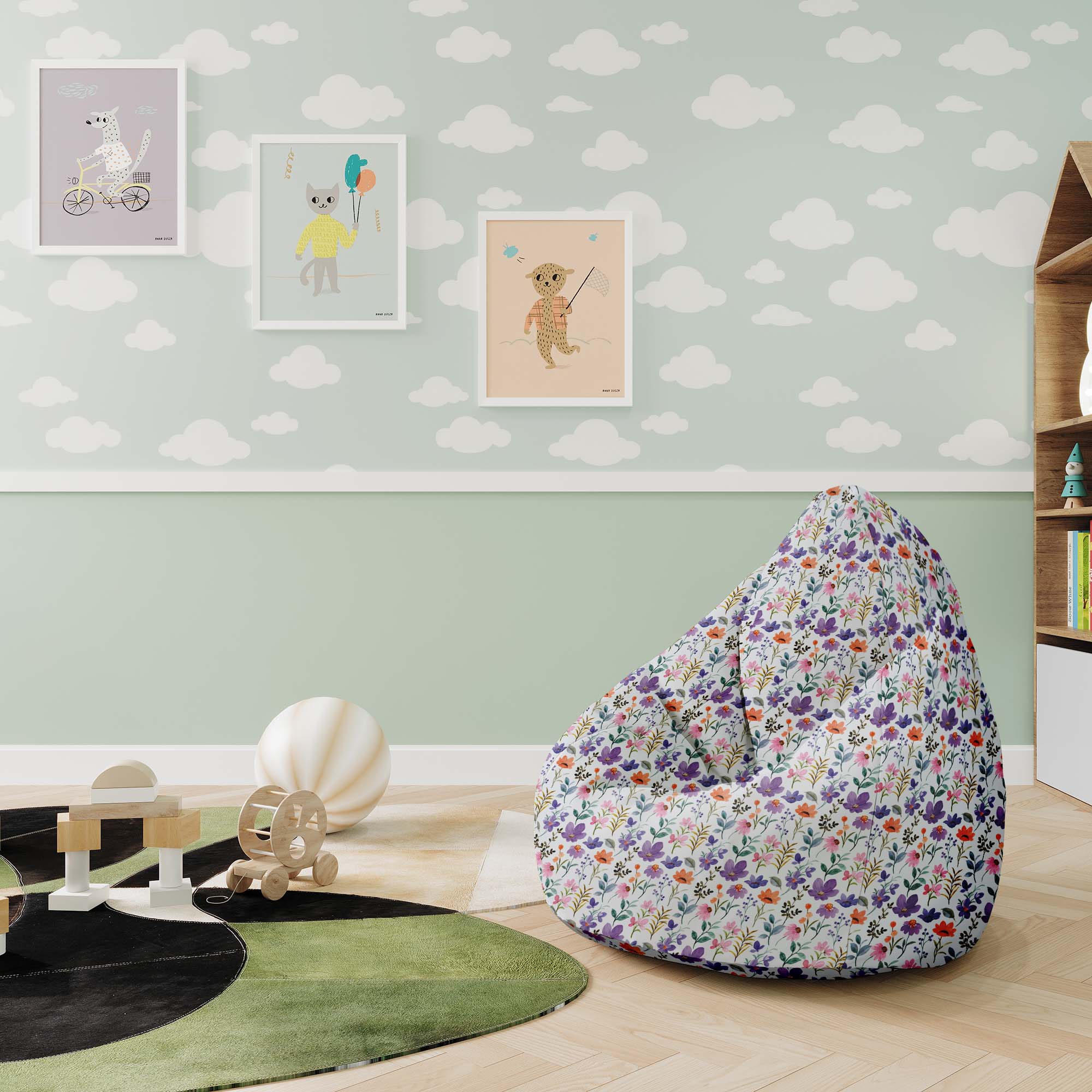 Pearshape Pouf Land of Flowers-M-Velvet