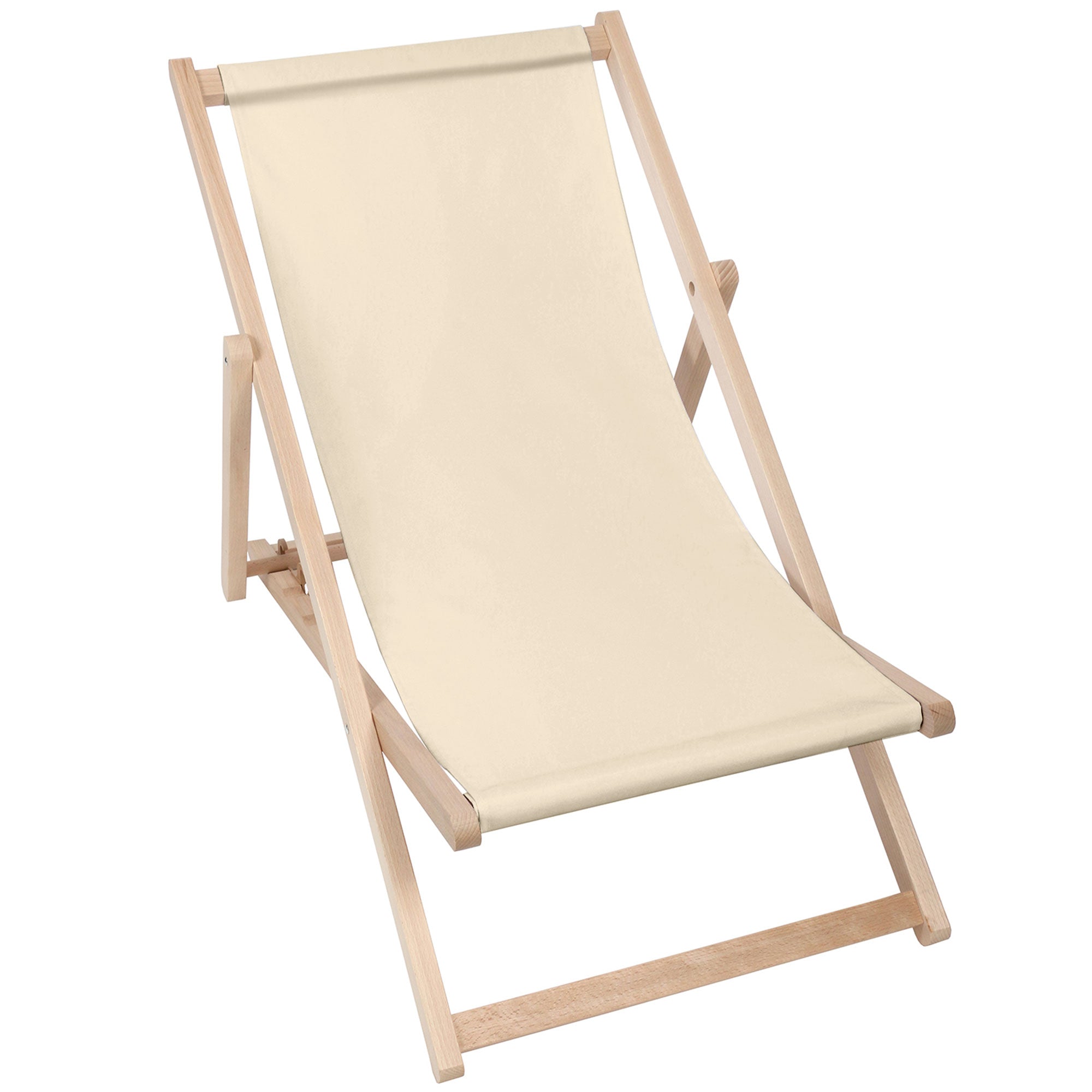 Wooden deck chair Basic-M-CREME
