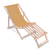 Wooden deck chair with wooden footrest Beige