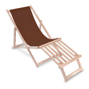 Wooden deck chair with wooden footrest Brown