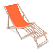 Wooden deck chair with wooden footrest Orange