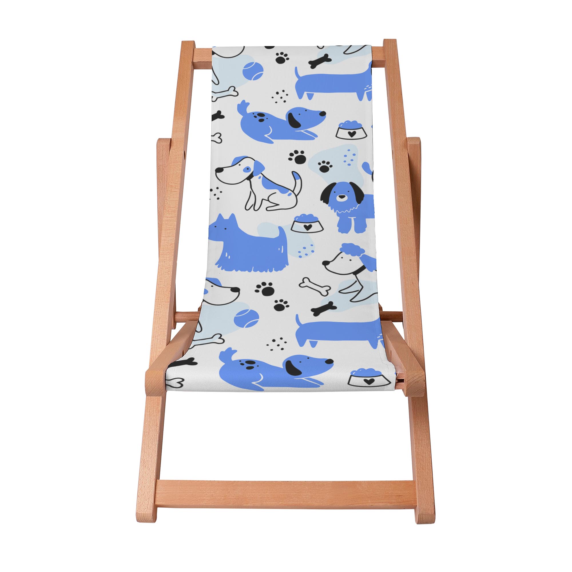 Wooden deck chair Blue Dogs