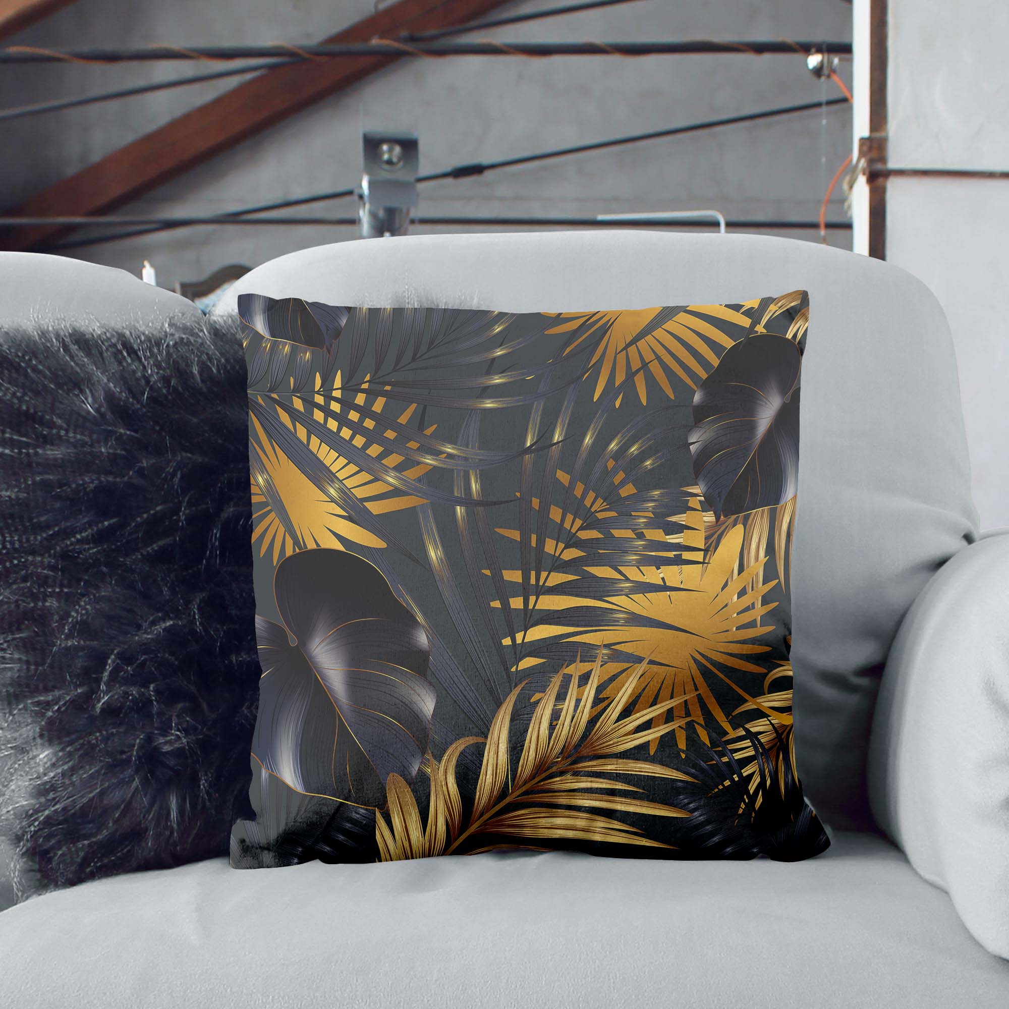 Leaves Gold-Oxford Pillow