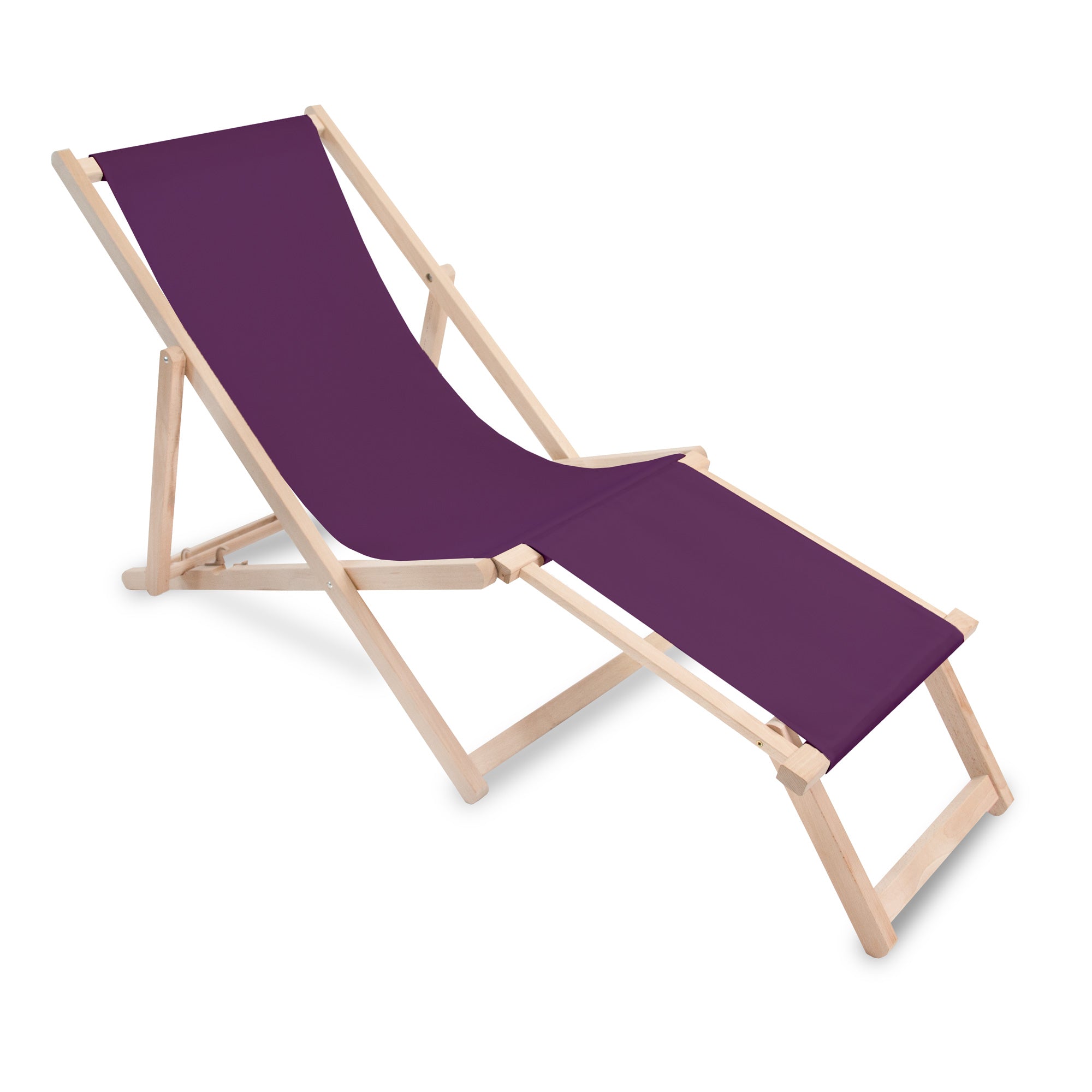 Wooden deck chair with footrest Purple