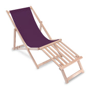 Wooden deck chair with wooden footrest Purple