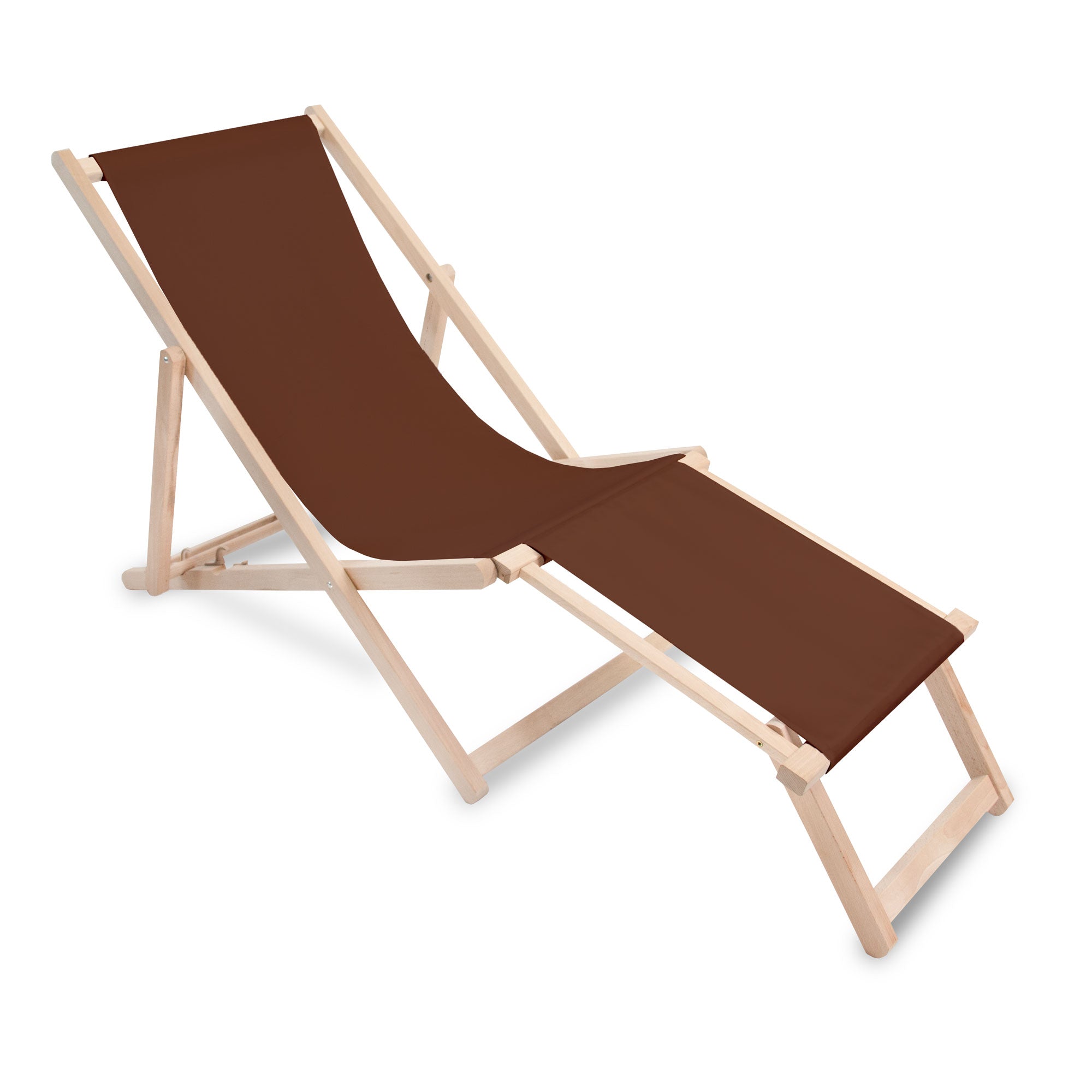 Wooden deck chair with footrest Brown