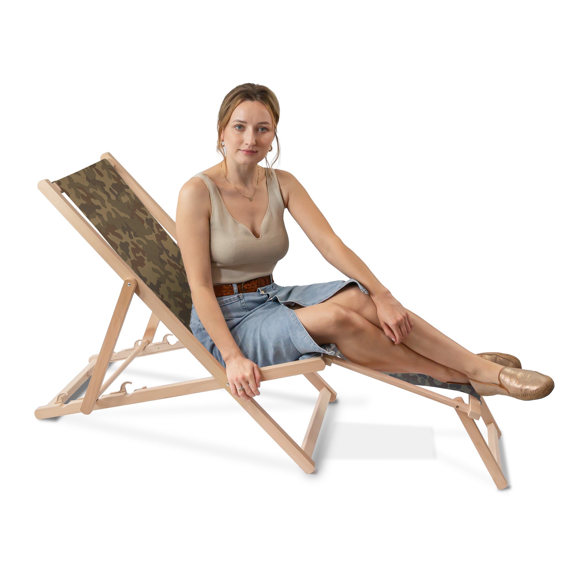 Wooden Deck Chair with Footrest Moro