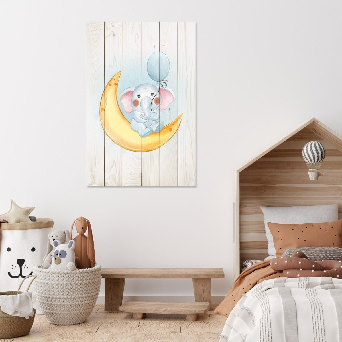 Bild Wood Kleiner Elefant mit Ballon-20x30 cm
