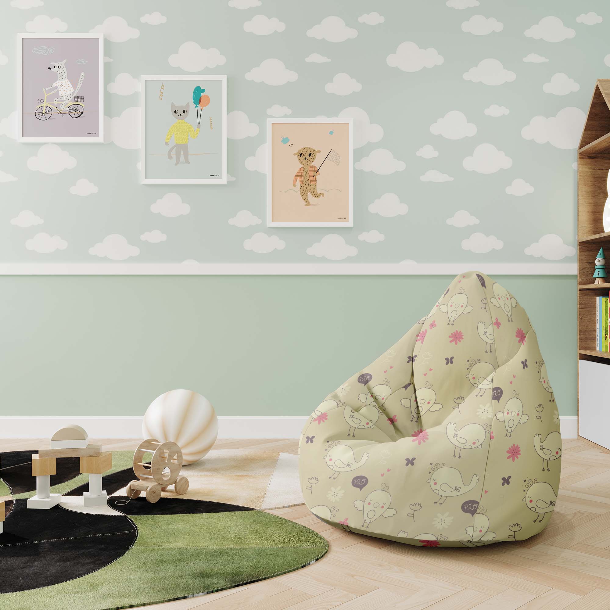 Puf Pearshape Little Birds-S