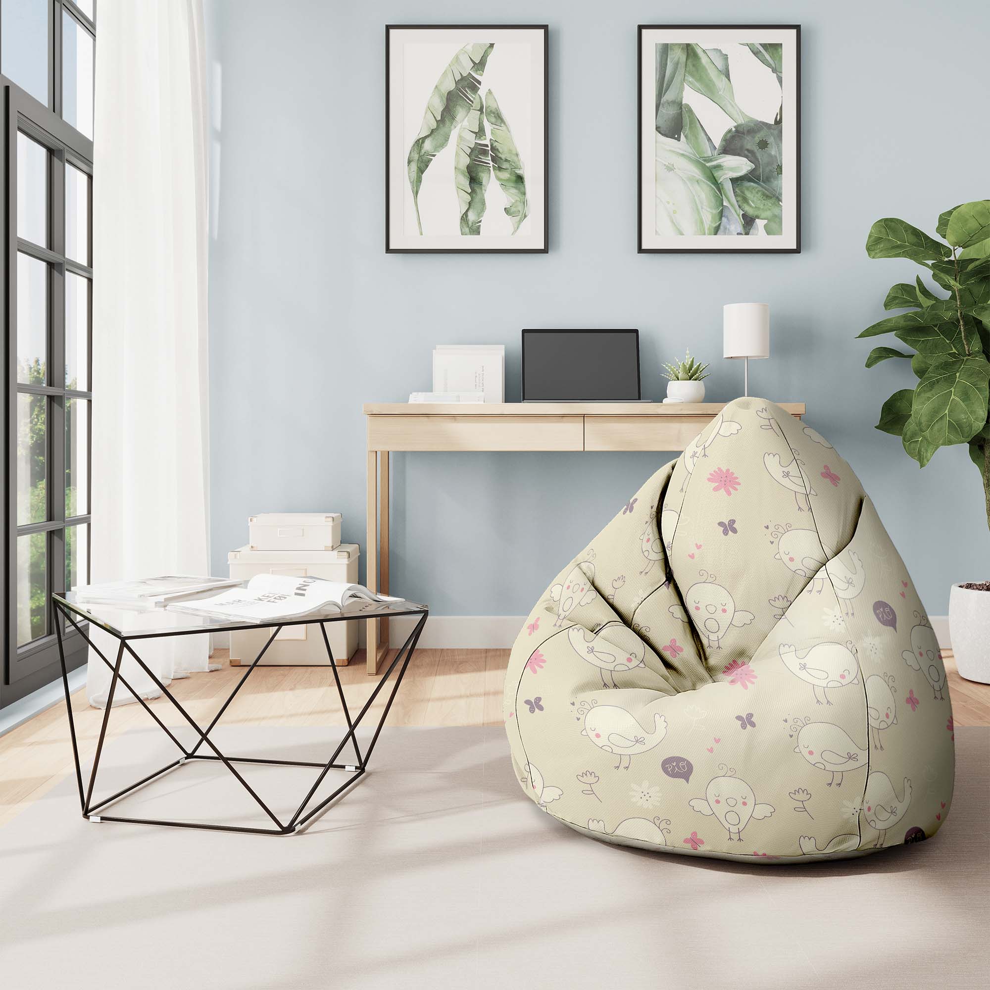 Pearshape Pouf Little Birds-M
