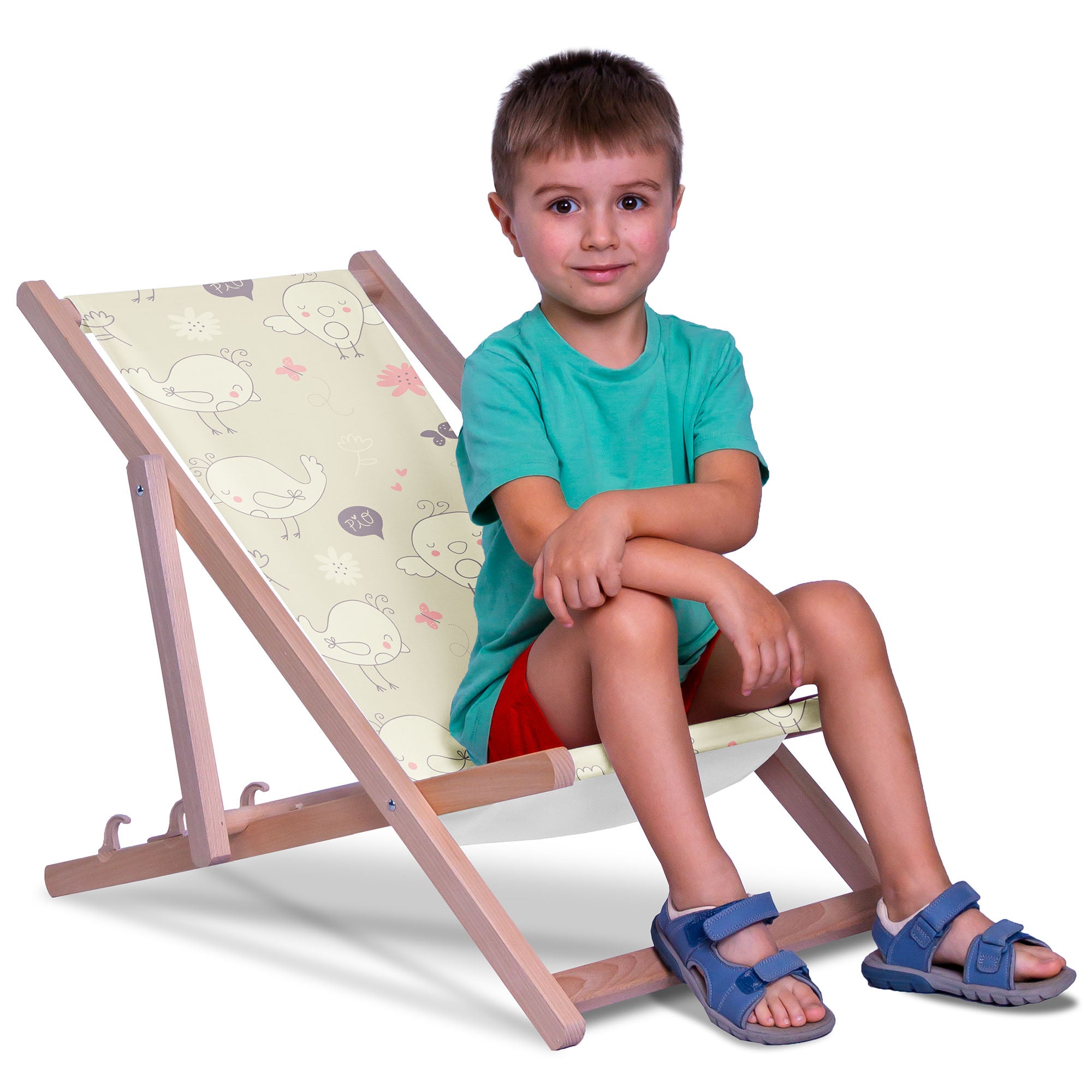 Wooden Deck Chair Little Birds-M