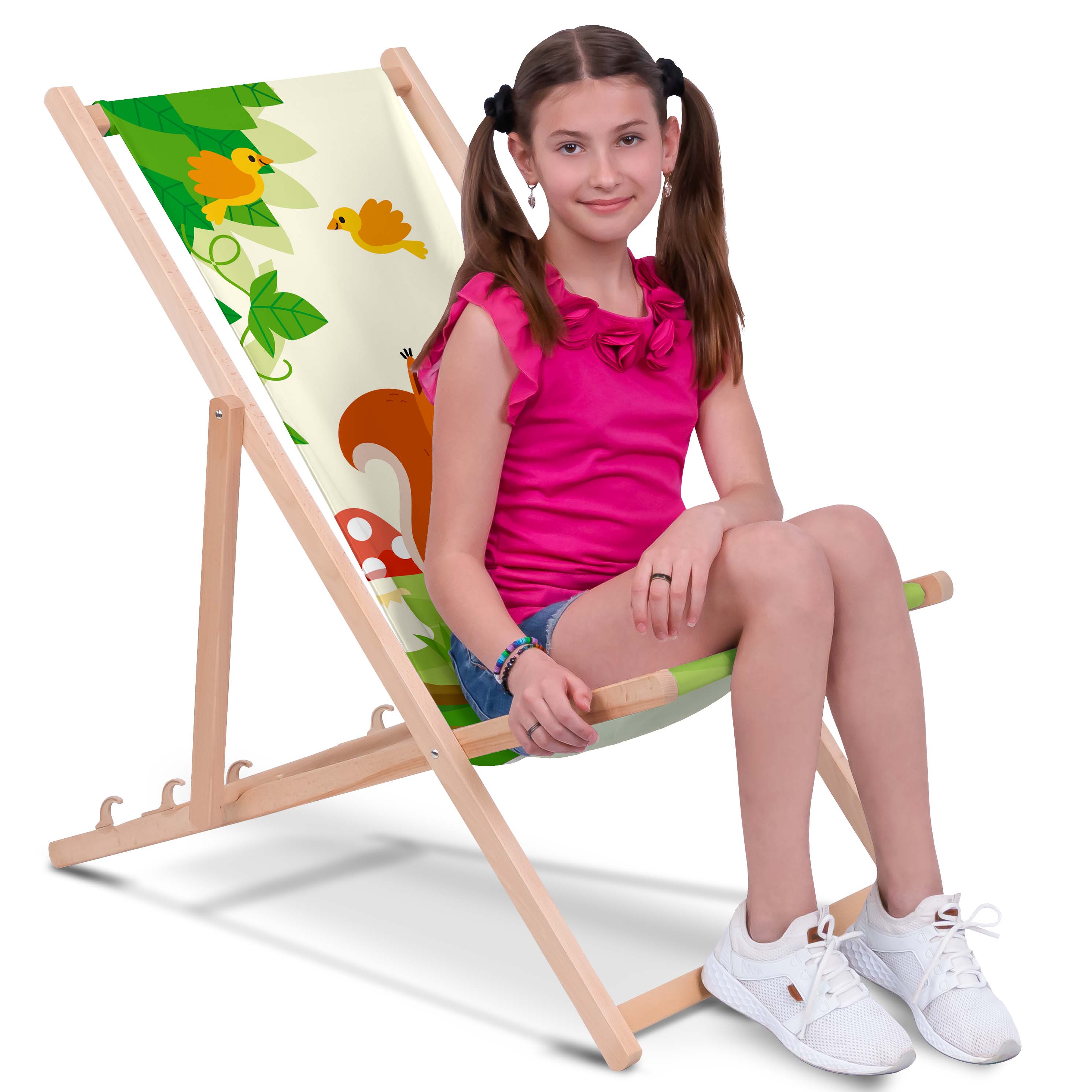 Magic Forest Squirrel-M Wooden Deck Chair