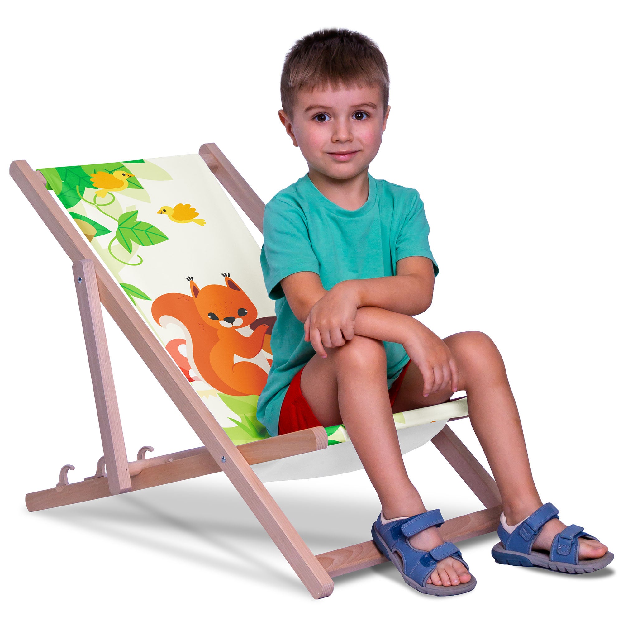 Magic Forest Squirrel-M Wooden Deck Chair