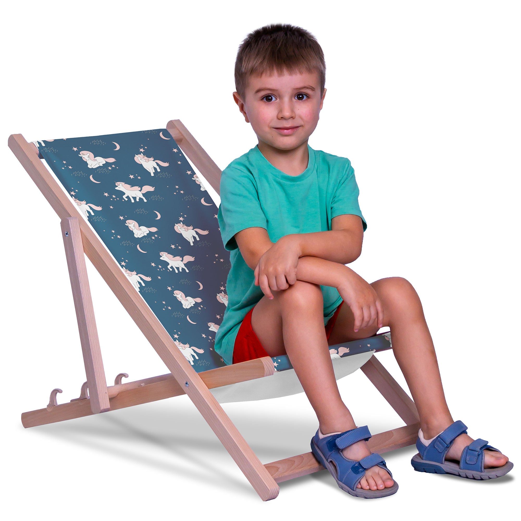 Wooden Deck Chair Magical Pink Unicorns