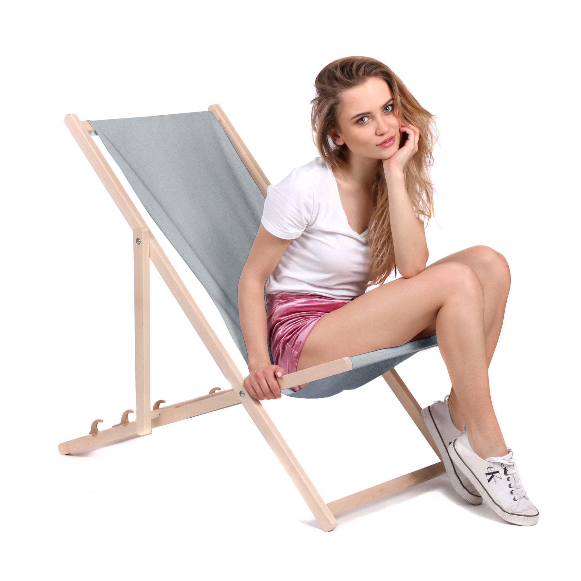 Denim Imitation Wooden Deck Chair Moonlight Veil-S