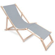 Wooden Deck Chair with Footrest Denim Imitation Moonlight Veil